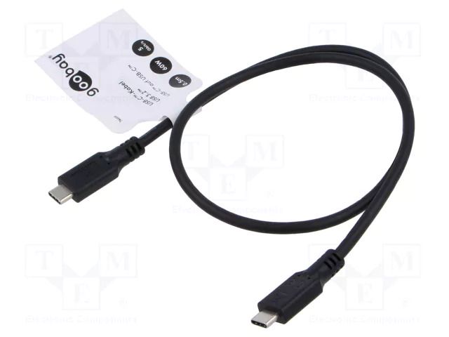 Cable; USB 3.2; USB C plug,both sides; 0.5m; black; PVC; 5Gbps; 60W GOOBAY GOOBAY-74698