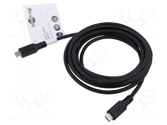 Cable; USB 3.2; USB C plug,both sides; 1m; black; 5Gbps; PVC; 60W Goobay GOOBAY-74726