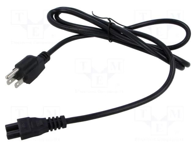 Cable; 3x18AWG; IEC C5 female,NEMA 5-15 (B) plug; PVC; 1.8m; 2.5A POS POSAC-C5US18