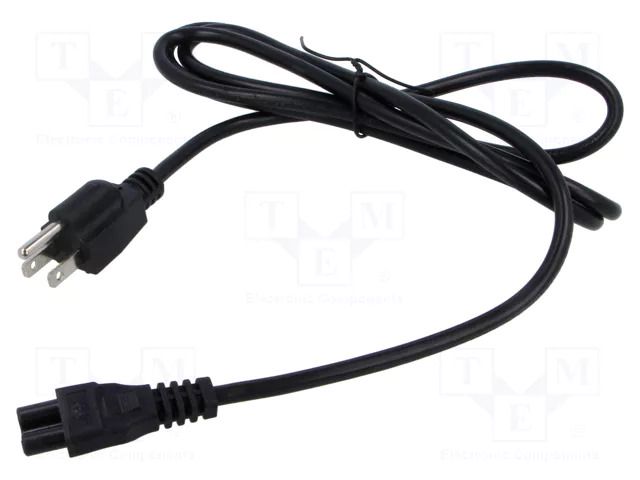 Cable; 3x18AWG; IEC C5 female,NEMA 5-15 (B) plug; PVC; 1.8m; 2.5A POS POSAC-C5US18