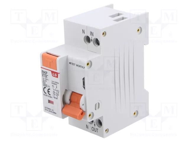 RCBO breaker; Inom: 10A; Ires: 30mA; Poles: 1+N; 230/400VAC; IP20 LS ELECTRIC RKP1P-N-B10A30MA