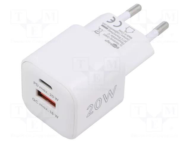 Power supply: switching; mains,plug-in; 5÷12VDC; 20W; white; 3A Goobay ZSI-65865