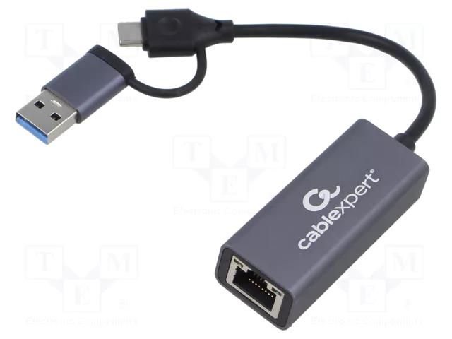 PC extension card: network; USB 3.1; PnP; grey; 0.15m GEMBIRD A-USB3AC-LAN2G-01