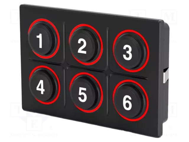 Keypad: plastic; LED; 6.5N; -40÷85°C; 09; on panel,screw; Pos: 2/6 EAO K09-00.000009