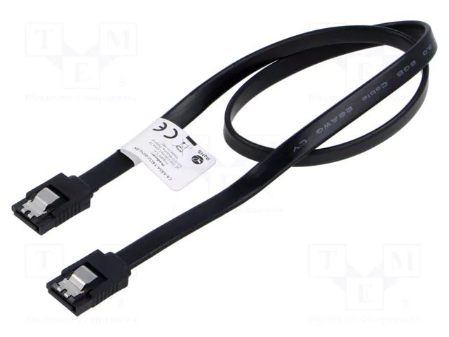 Cable: SATA; SATA plug,both sides; 0.5m; with metal latches LANBERG CA-SASA14CU-0050BK