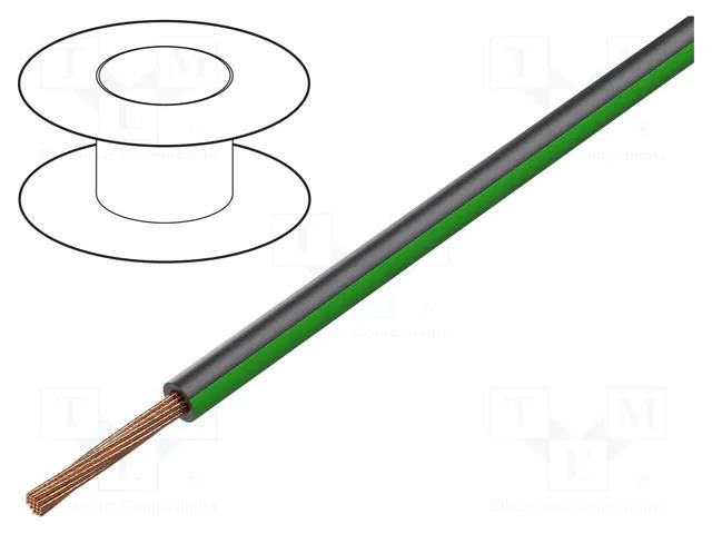 Wire; FLRY-A; 1x0.35mm2; stranded; Cu; PVC; black-green; 60V BQ CABLE FLRY-A0.35-BK/GR