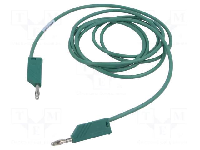 Test lead; 60VDC; 30VAC; 16A; with 4mm axial socket; Len: 2m; green HIRSCHMANN T&M MLNSIL200/1GN