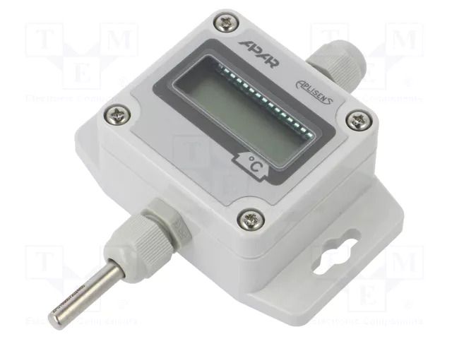 Converter: temperature; OUT 1: 0÷10V; Body dim: 58x94x35mm; IP65 APAR AR553/LCD/U