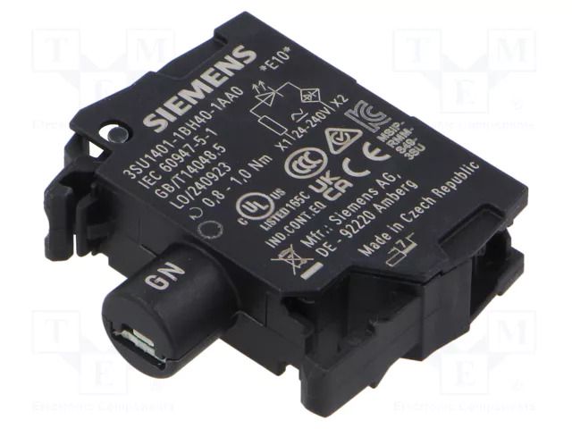 Illuminating unit; 22mm; 3SU1.5; -25÷70°C; Illumin: LED; front SIEMENS 3SU1401-1BH40-1AA0