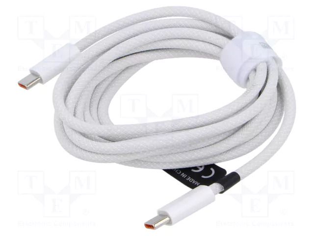 Cable; High Speed,USB 2.0; USB C plug,both sides; 2m; white; 100W BASEUS CALD000302
