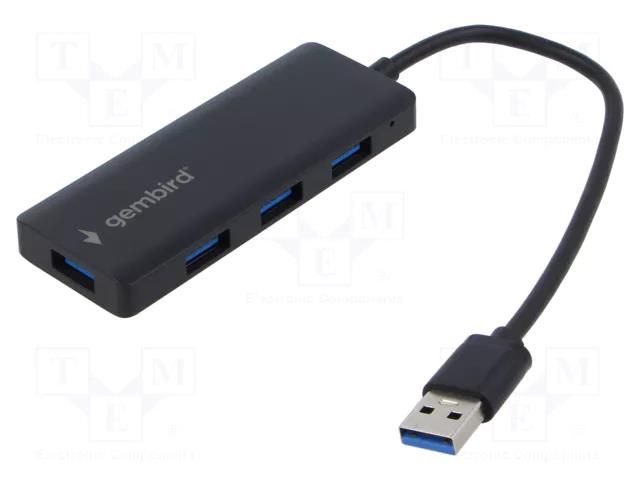 Hub USB; USB A socket x4,USB A plug; USB 3.1; black; 0.15m GEMBIRD UHB-U3P4-03