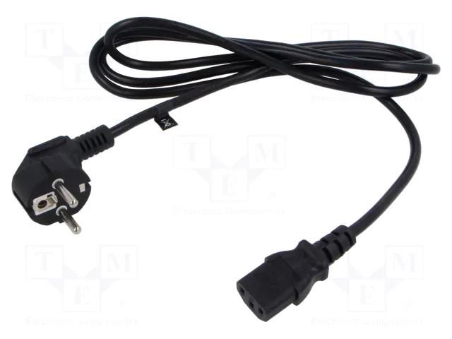 Cable; 3x0.75mm2; CEE 7/7 (E/F) plug angled,IEC C13 female; PVC POS POSAC-C13-EUL18