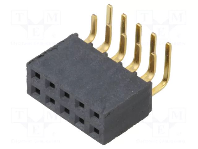 Connector: pin strips; socket; female; PIN: 10; angled 90°; THT SAMTEC SSW-105-02-G-D-RA