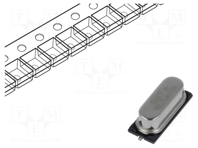 Resonator: quartz; 16MHz; ±30ppm; 18pF; SMD; 12.7x4.8x3.8mm QST 49S-16.000MAHJ-T