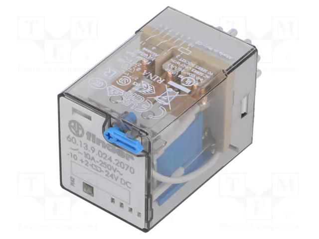 Relay: electromagnetic; 3PDT; 24VDC; Icontacts max: 10A; plug-in FINDER 60.13.9.024.2070