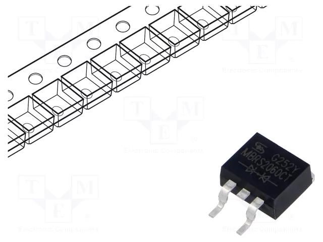 Diode: Schottky rectifying; D2PAK; SMD; 60V; 10Ax2; reel,tape TAIWAN SEMICONDUCTOR MBRS2060CT-TSC