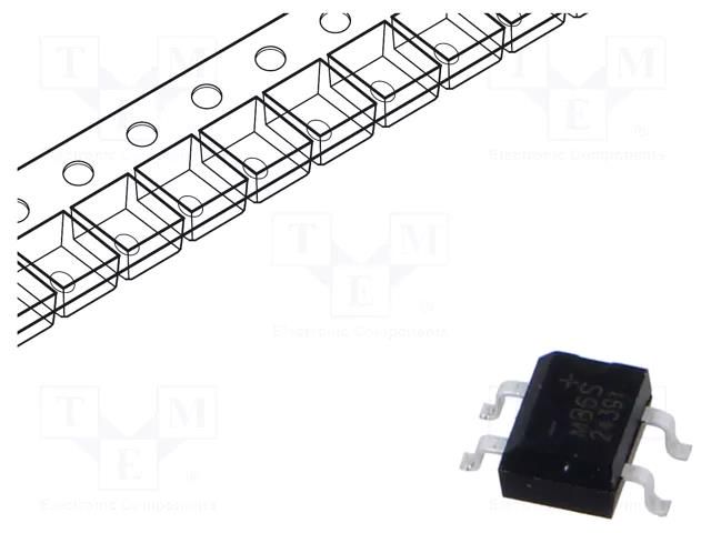 Bridge rectifier: single-phase; Urmax: 600V; If: 0.8A; Ifsm: 30A SMC DIODE SOLUTIONS MB6STR-SMC