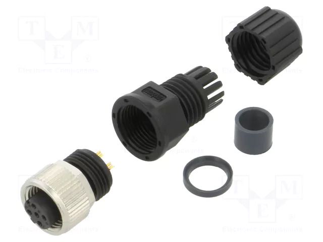 Connector: M12; 4A; 250V; plug; female; PIN: 4; IP67,IP68; straight AMPHENOL LTW M12D-04BFFA-SL8001