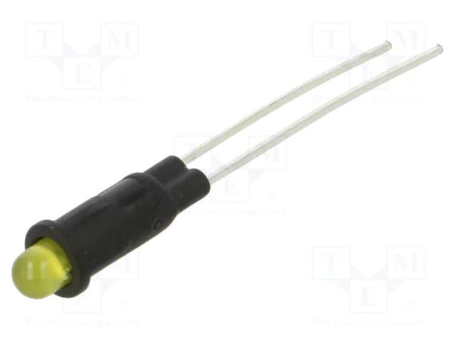 Indicator: LED; yellow; 2VDC; PM3; plastic; 3mm; 30mcd BIVAR PM3YD