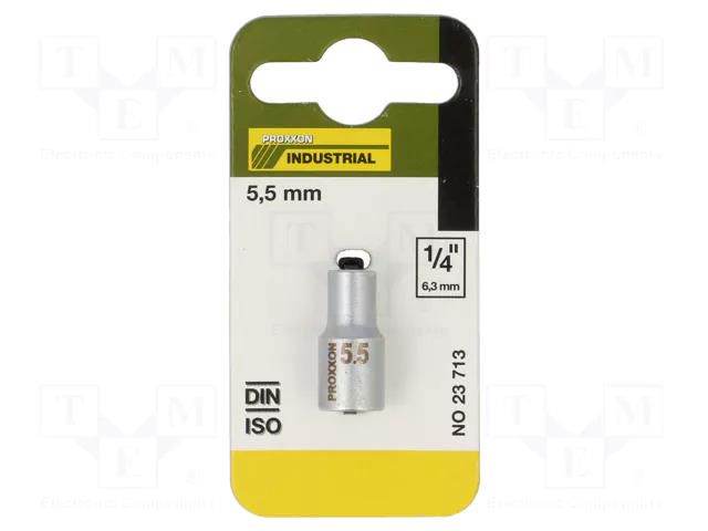 Socket; 6-angles,socket spanner; HEX 5.5mm; 1/4" PROXXON PR23713