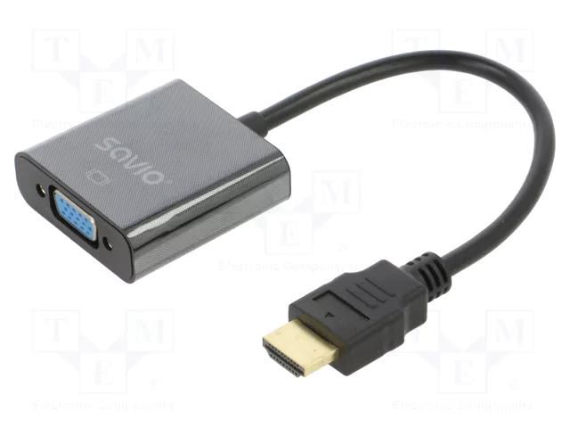 Adapter; D-Sub 15pin HD socket,HDMI plug; black; black SAVIO SAVAK-75