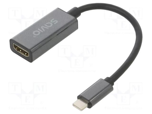 Adapter; HDMI socket,USB C plug; Support: 4K,UHD 2160p; 0.15m SAVIO SAVAK-79