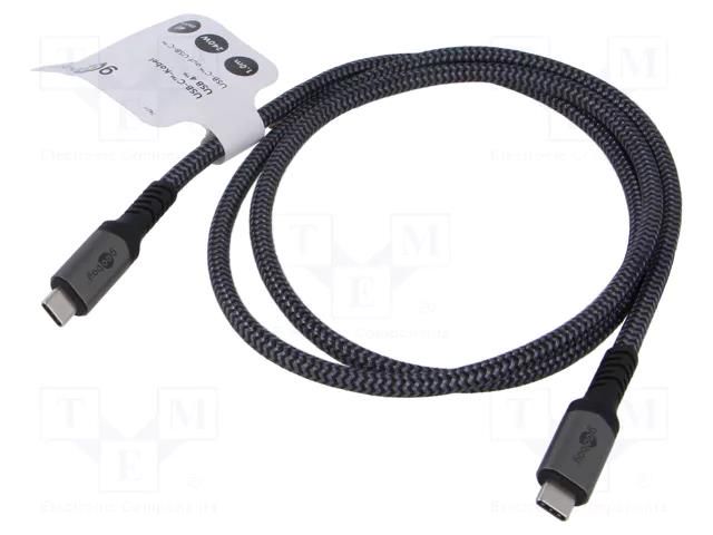 Cable; USB 4.0; USB C plug,both sides; 1m; black,grey; 4K,8K,HDR GOOBAY GOOBAY-74211