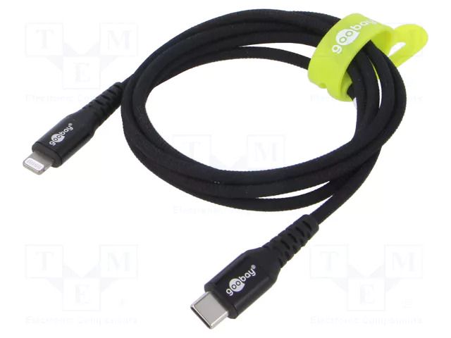 Cable; USB 2.0; Apple Lightning plug,USB C plug; 1m; black; 60W Goobay GOOBAY-74515