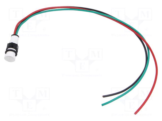 Indicator: LED; prominent; red/green; 230VAC; Ø10mm; cables; 300mm POLAM-ELTA LRG-D7-230AC/WK/H