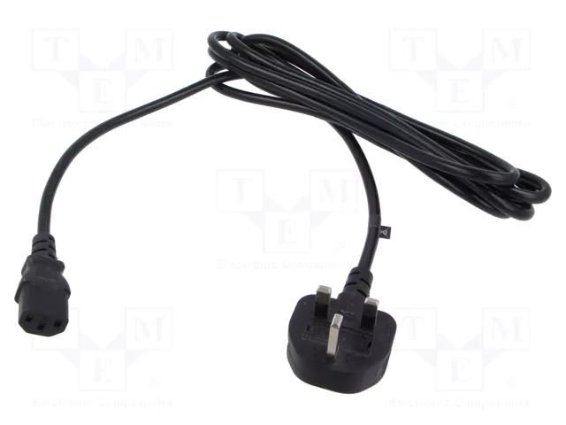 Cable; 3x1mm2; BS 1363 (G) plug,IEC C13 female; PVC; 3m; black POS POSAC-C13-10/UK30