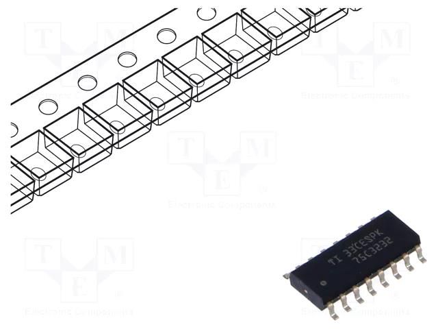 IC: interface; receiver,line driver; RS232; 1000kbps; SOIC16 TEXAS INSTRUMENTS SN75C3232DR