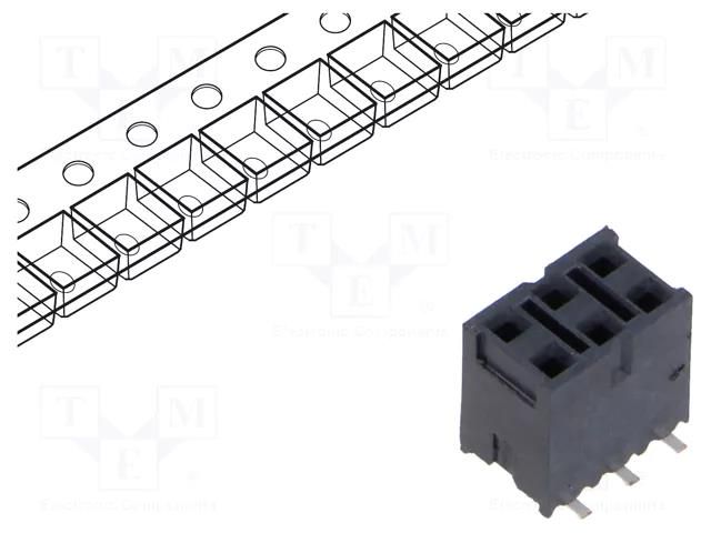 Connector: pin strips; socket; female; PIN: 6; vertical; SMT; 2.54mm SAMTEC SSM-103-L-DV-K-TR