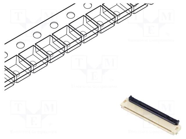 Connector: FFC/FPC; TF07V; SMT; PIN: 40; horizontal; 500mA; LCP; 50V HIROSE TF07V-40S-05SH-800