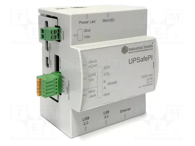 Module: UPS; UPSafe Pi; 2GBRAM; Interface: Ethernet; 12÷24VDC INDUSTRIAL SHIELDS 024002000100