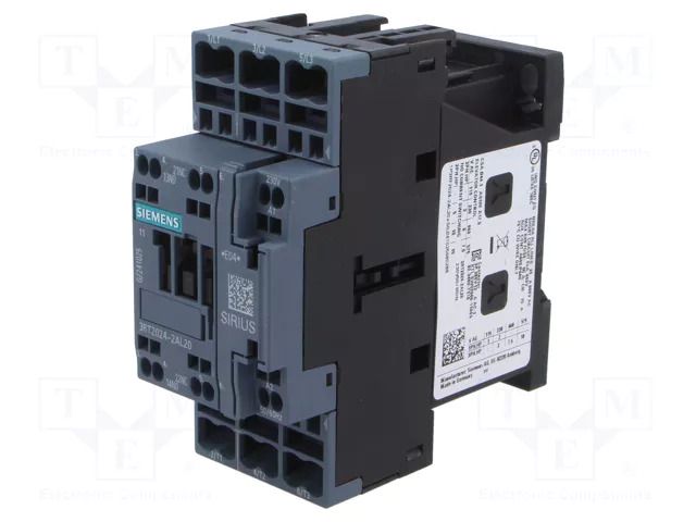 Contactor: 3-pole; NO x3; Auxiliary contacts: NO + NC; 230VAC; 12A SIEMENS 3RT2024-2AL20