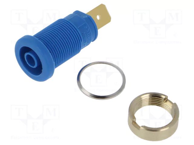 Connector: 4mm banana; socket; 32A; 1kV; blue; gold-plated; 33mm HIRSCHMANN T&M SEB2620F6.3BL