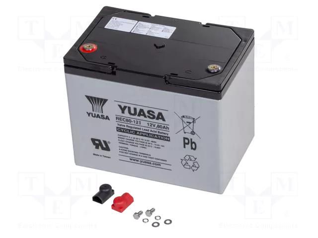Re-battery: acid-lead; 12V; 80Ah; AGM; maintenance-free; 27kg YUASA ACCU-REC80-12/Y