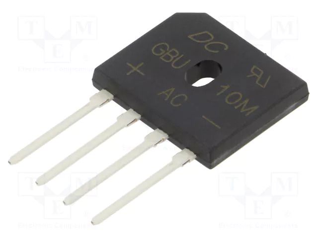 Bridge rectifier: single-phase; Urmax: 1kV; If: 10A; Ifsm: 220A DC COMPONENTS GBU10M-DC