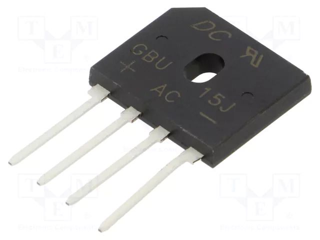 Bridge rectifier: single-phase; Urmax: 600V; If: 15A; Ifsm: 240A DC COMPONENTS GBU15J-DC