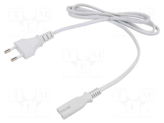Cable; 2x0.5mm2; CEE 7/16 (C) plug,IEC C7 female; PVC; 1.2m; 2.5A POS POSAC-C7EU12WH