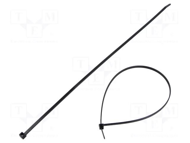 Cable tie; L: 390mm; W: 4.6mm; black; polyamide; 225N; Ømax: 110mm HELLERMANNTYTON T50L-PA66W-BK