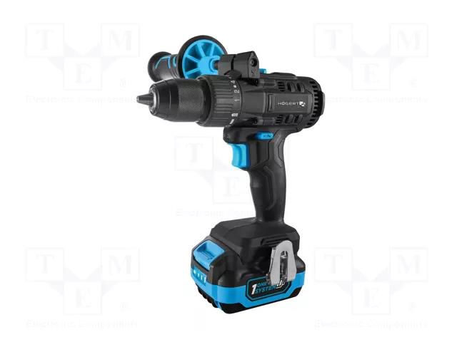 Drill/driver; Operating modes: drilling,screwdriving; max.80Nm HÖGERT TECHNIK HT2E246-B14DD