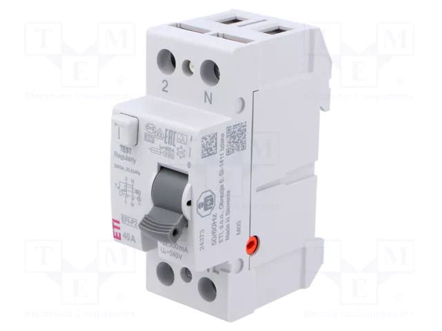 RCD breaker; Inom: 40A; Ires: 300mA; Poles: 2; 230V,400V; IP20; EFI ETI POLAM 002061132