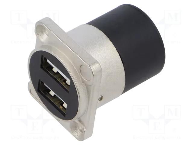 Coupler; USB A socket x2,both sides; for panel mounting,screw CLIFF CP30085