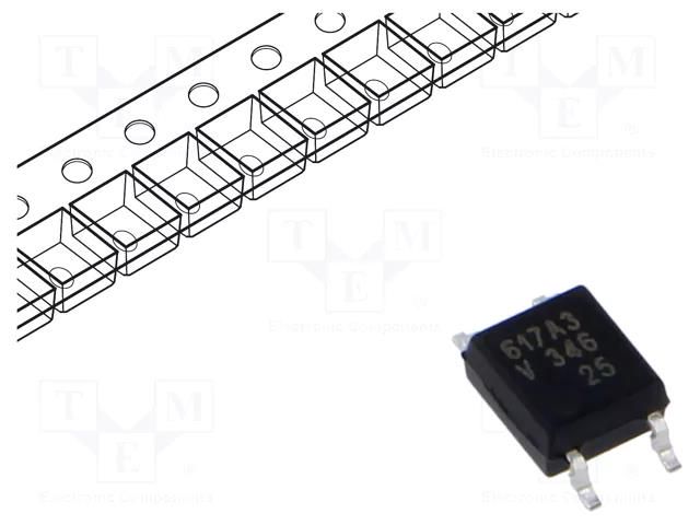 Optocoupler; SMD; Ch: 1; OUT: transistor; Uinsul: 3.75kV; Uce: 80V VISHAY VOM617A-3T