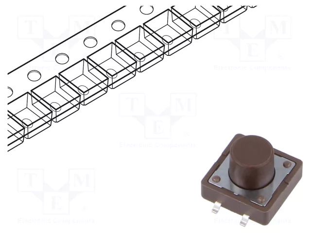 Microswitch TACT; SPST-NO; Pos: 2; 0.05A/12VDC; SMT; none; 1.6N DIPTRONICS DTSM-25N-V-REEL