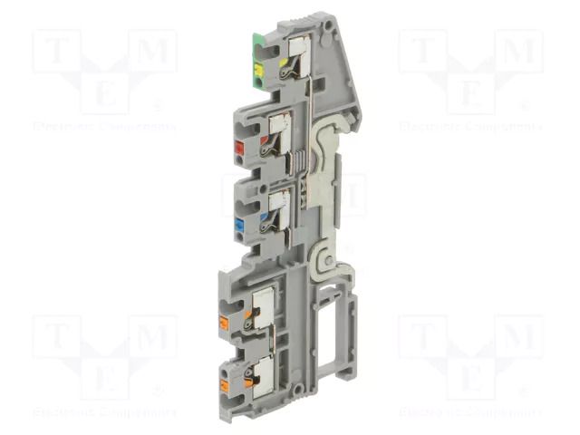Splice terminal: rail; for DIN rail mounting; spring clamp; grey PHOENIX CONTACT PTIO1.5/S/4-PE