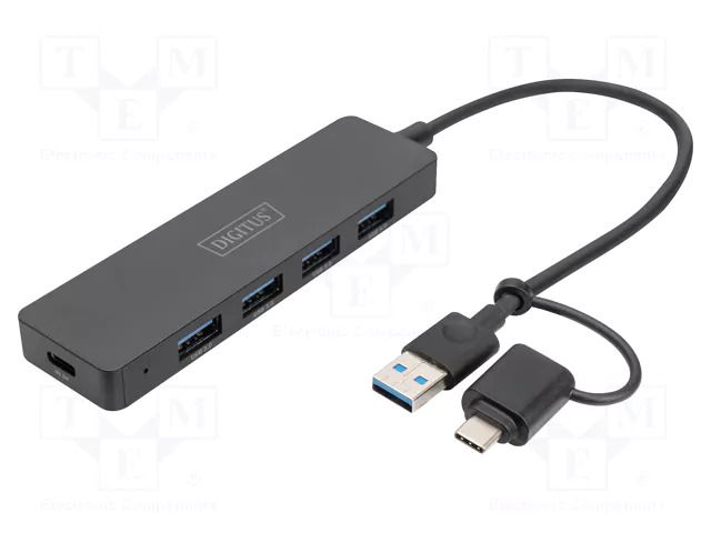 Hub USB; USB A socket x4,USB A plug,USB C socket,USB C plug DIGITUS DA-70235