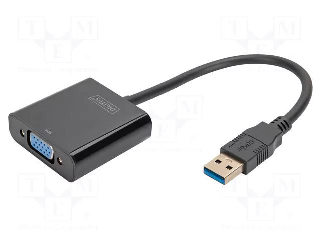 Adapter; USB A plug,VGA female; USB 3.2; Support: Full HD 1080p DIGITUS DA-70840
