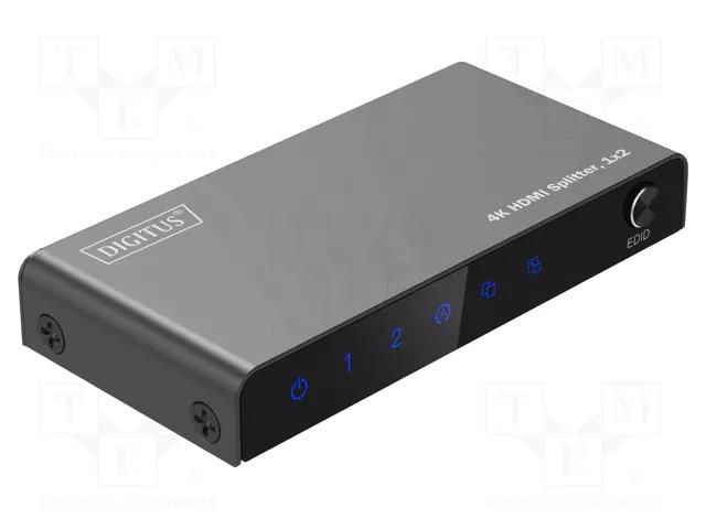 Splitter; HDCP 2.2,HDMI 2.0; black; Out: HDMI socket x2; metal DIGITUS DS-55336